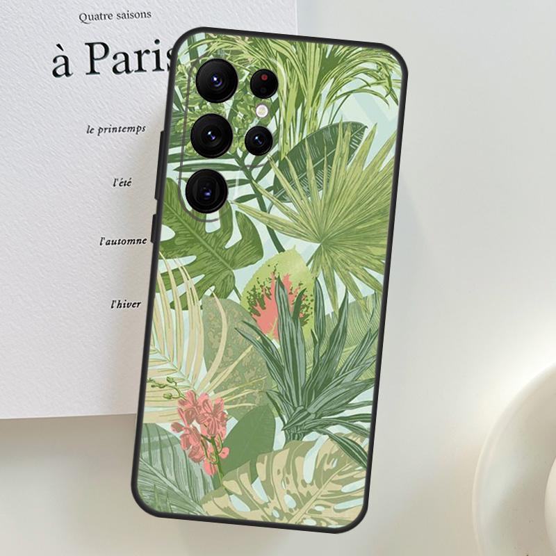 Retro Banana Leaf Plant Case For Samsung Galaxy S26 Ultra S25 S24 S23 S21 S22 Ultra S10 S20 Plus S25 FE Phone Cover