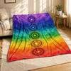Rainbow Chakra Mandala Column Coral Fleece Blanket
