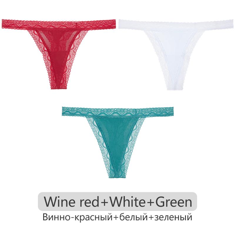 Women Thongs 3Pcs/set Lace G-sting Panties Female Sexy T-Back Underwear S-XL Ladies Thong Underpants Nylon Thongs Lingerie 2023