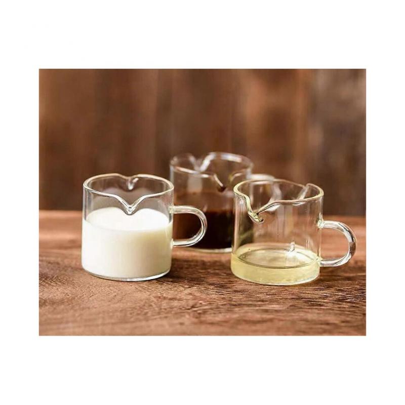 Shot Glasses Espresso Parts Double Spouts Milk Cup Clear Glass (Clear Glass-1Pack)
