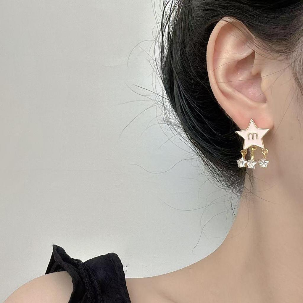Elegant Star-Shaped Zircon Pendant Stud Earrings for Women