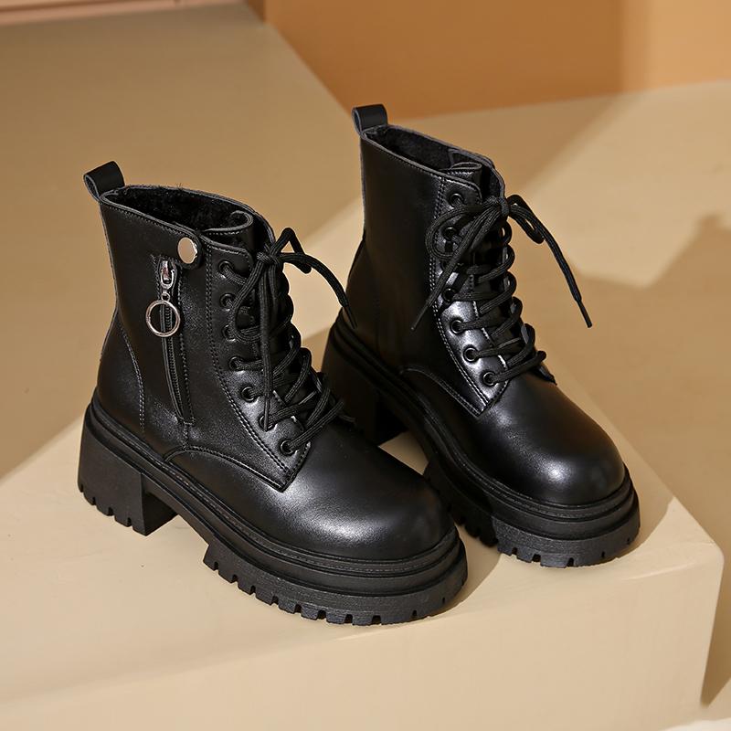 

Winter Shoes Female 2024 New Plus Velvet Warm Zipper Women s Boots Outdoor Comfortable Non-slip Large Size Leather Boots Women 42