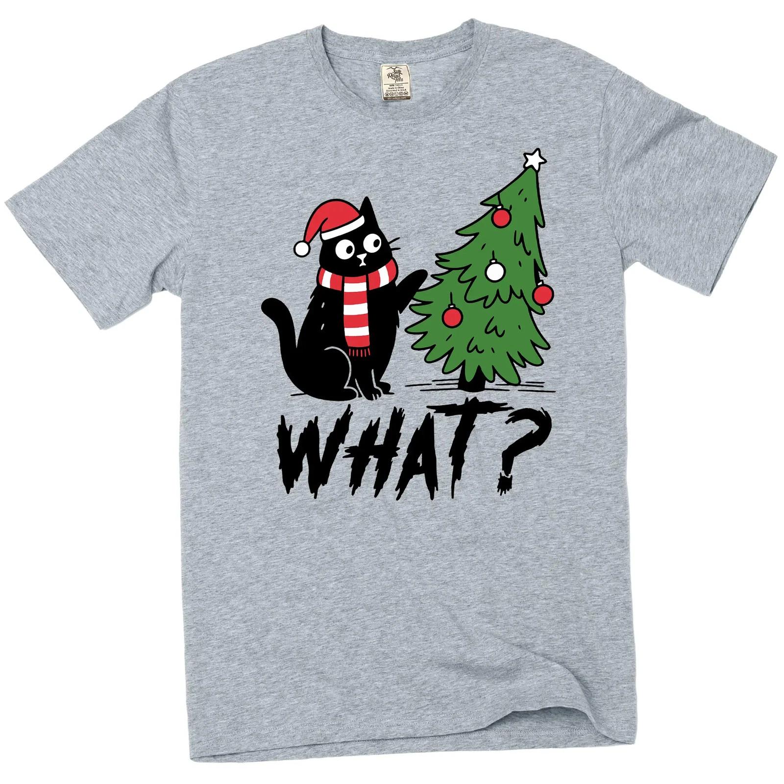 

Funny Christmas Cat T-shirt Christmas Tree humorous pet holiday tee shirt M