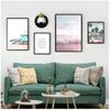 Painting Decoration Picture Scandinavian Home Decor Ocean Landscape Canvas Poster Nordic Style Beach Pink Bus Wall Art Print