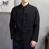 Camicia Top da Uomo Autunno Stile Cinese Colletto alla Coreana Manica Lunga Tasche Bottoni Tradizionale Camicia Kung Fu Tai Chi Top Tang