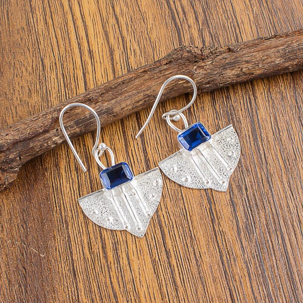 Natural Tanzanite Gemstone 925 Sterling Silver Jewelry Handmade Earrings 1.19" EE-65-5