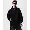 Thick Fleece-Lined Hooded Sweatshirt Unisex Oversized Winter Casual Pullover With Button