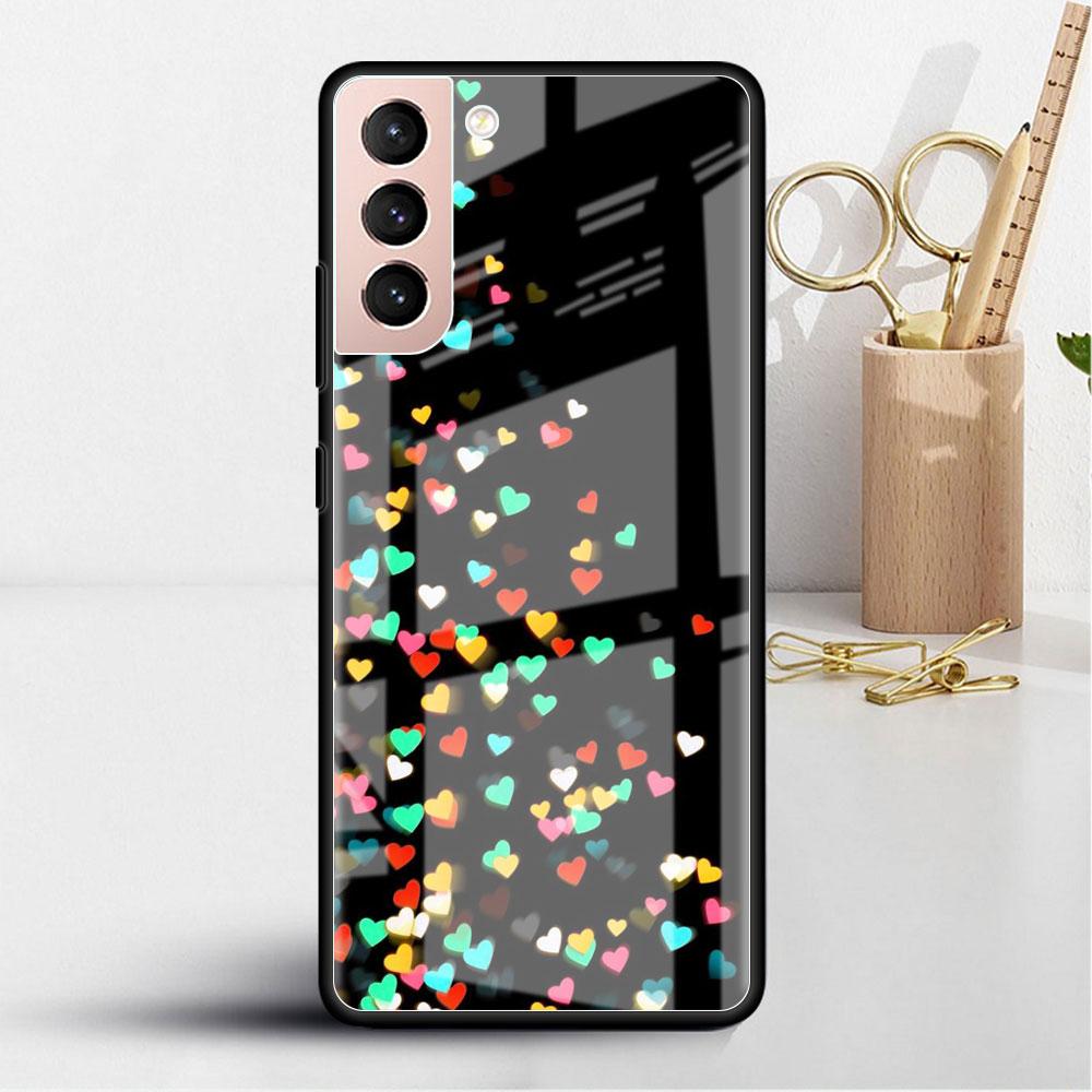 

Стеклянный чехол LOVE Heart для Samsung Galaxy S22 S20 FE S21 Plus, чехол для телефона S10 5G S9 Note 20 Ultra 10 Lite Shell Samsung Note 9