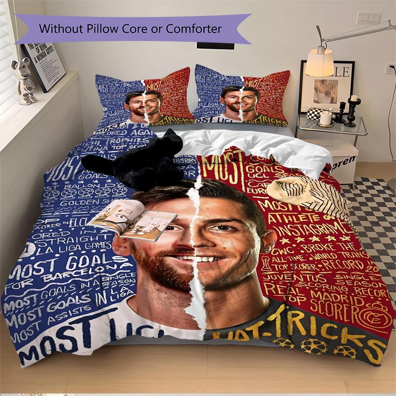 3Pcs Lionel Messi'S Achievements Bedding Sets For All Sizes New 3D Printed Bed Cover Comforter Duvet Cover Pillowcase Bedroom Decoration