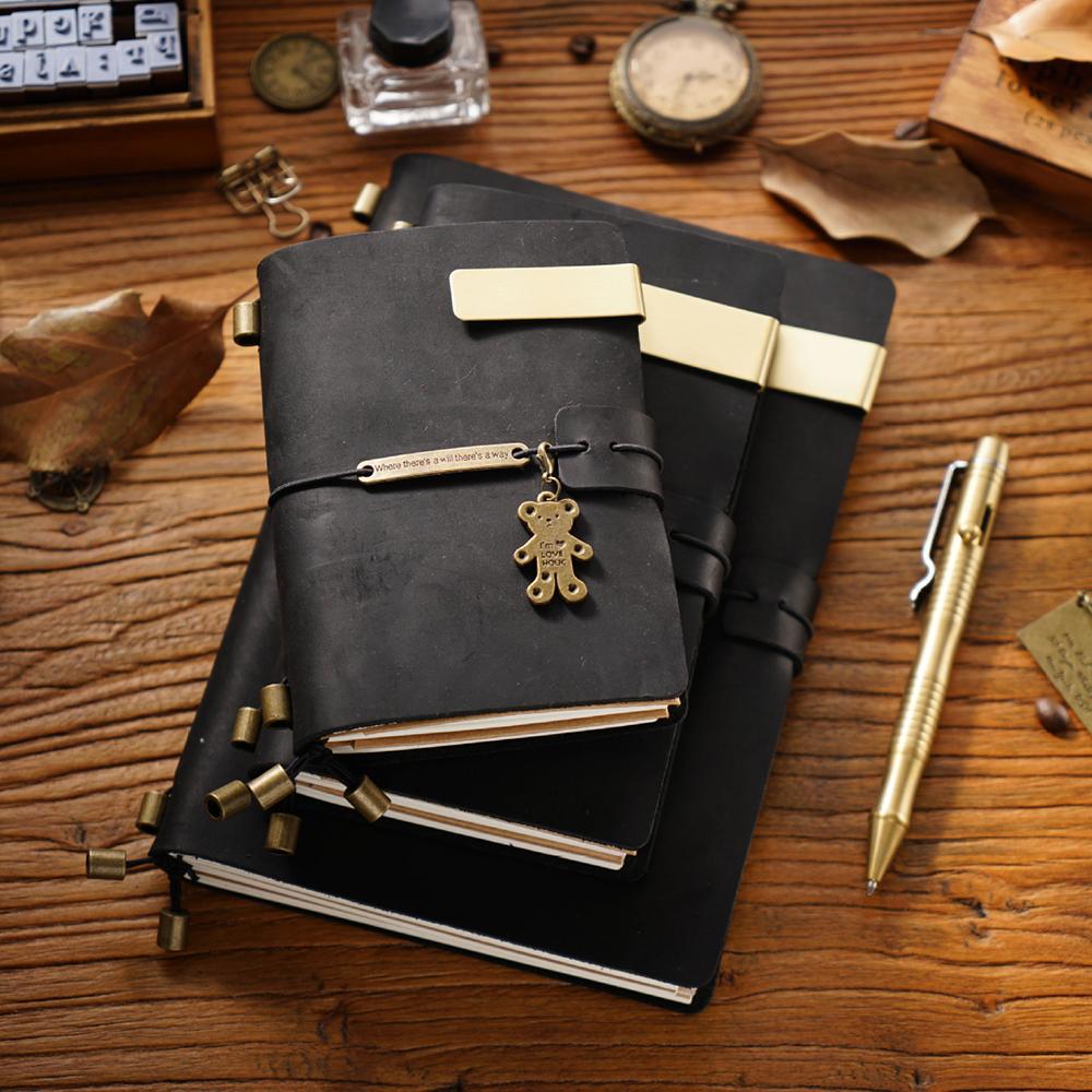Vintage Crazy Horse Leather Notebook Creative Handmade Travel Journals Business Promotional Gift Planner Printed Diary Notebooks
