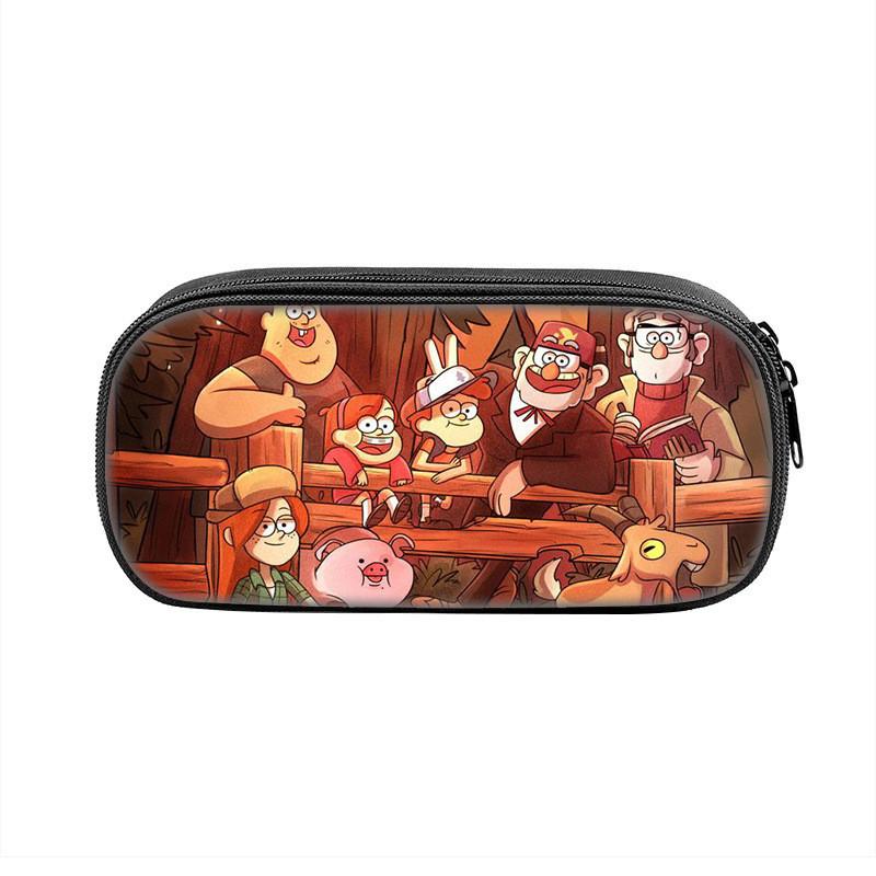 Gravity Falls Cartoon Pencil Case Large Capacity Nylon School Supply Organizer For Students