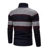 Men's Striped Long Sleeve Knitwear Casual Stand Up Collar Zip Cardigan Coat