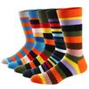 5Pairs Mens Fun Dress Socks Pattern Funny Socks Pack Colorful Striped Combed Cotton Novelty Socks Cool Breathable Casual Socks