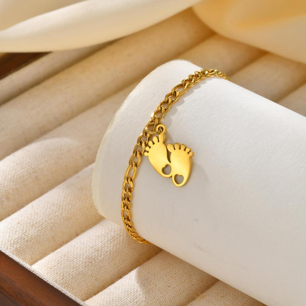Simple Tiny Charm Anklets for Baby Kids, Anti Allergy Stainless Steel Ankle Bracelets Foot Chain Jewelry for Girl Boy Child Gift