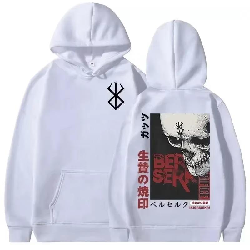 Men's Casual Hooded Sweatshirt Anime Berserk Legend Guts Swordsman Casca Zodd Sacrifice Mark Print Autumn and Winter Adult Pullo