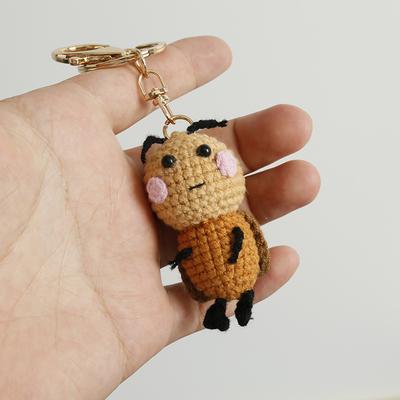Funny Cockroach Doll Crochet Keychain Cartoon Insect Doll Design Handmaking Knitting Keyrings Gifts Cute Cockroach Keyrings Gift