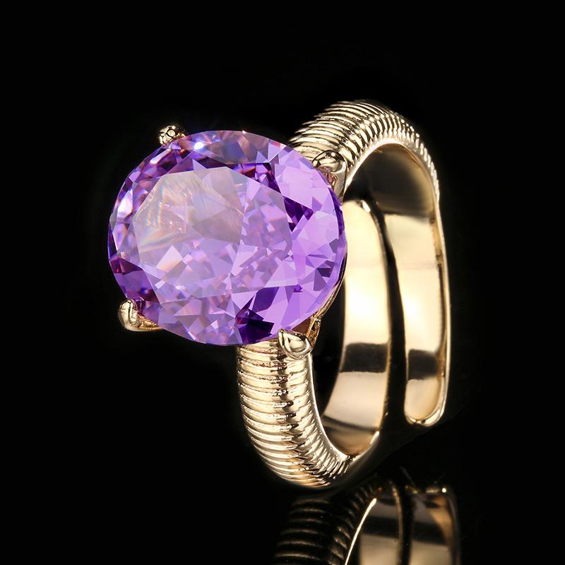 Herbst- und Winterschmuck Kupferboden Vergoldet Hochkarätiger Diamant Eisschliff Taubenei-Ring Damen 12 * 14