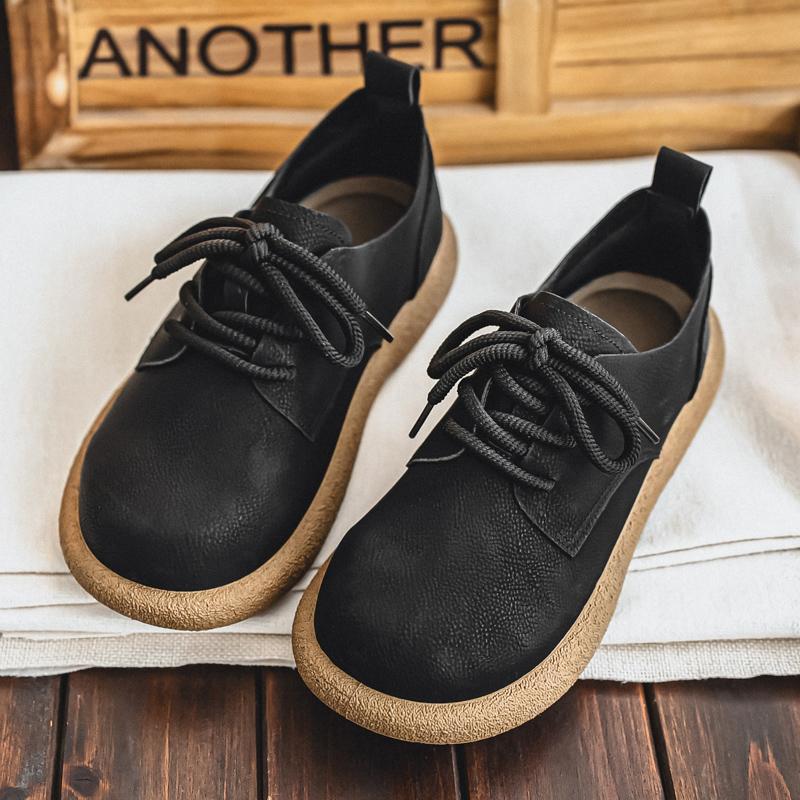 Men’s Retro Short Boots Shoes Fashion Casual Driving Shoes Black Brown Wide Head Shoes Plus Size