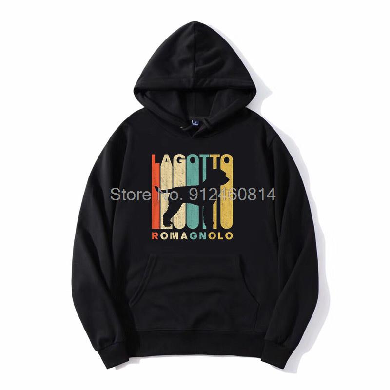 Vintage Retro Style Lagotto Romagnolo Silhouette Hoodie Men Fleece Hoodies Hip Hop Hooded Sweatshirt Streetwear Harajuku