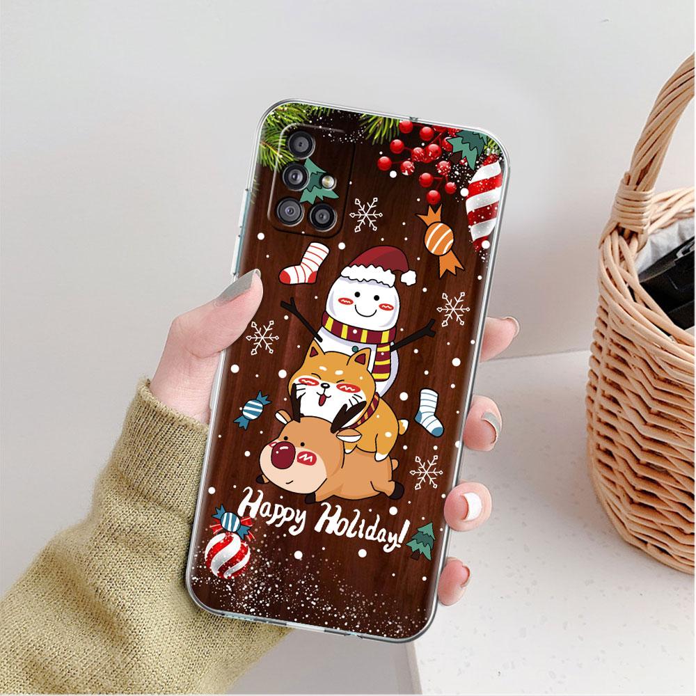 Průhledný kryt s červeným nosem losa a Santa Clausem pro Samsung Galaxy A52 A12 A51 A32 A21s A71 A32 A22 50 A70 A31 A72 5G