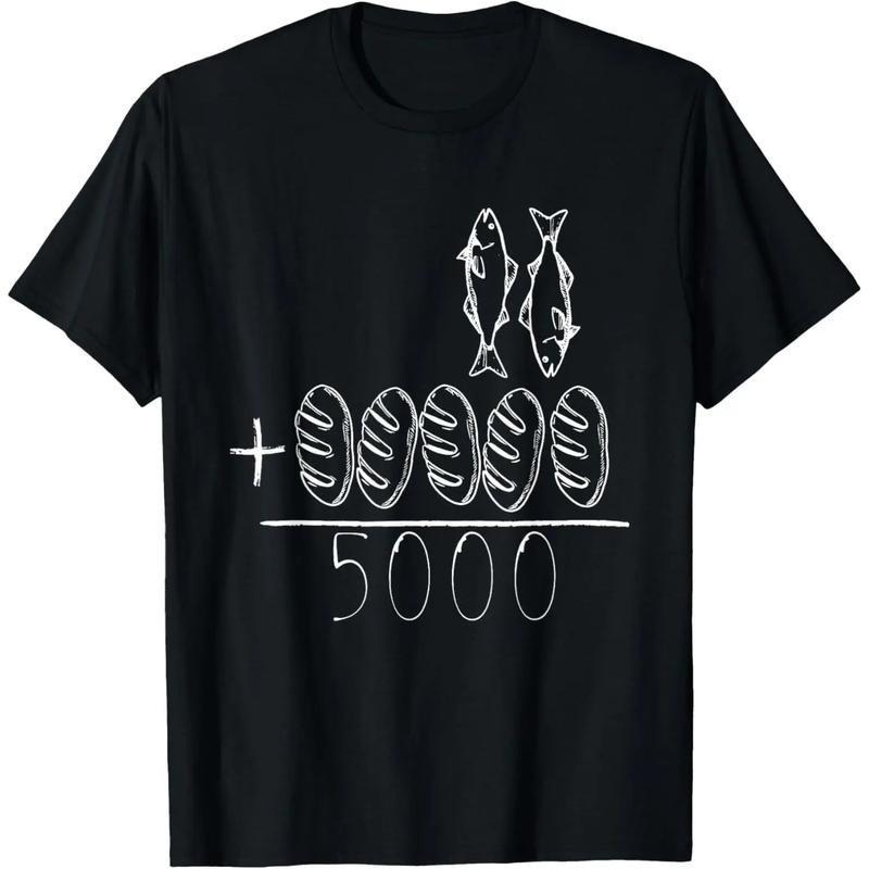 2 Fische 5 Brote Jesus speist die 5000 Christliche Bibelverse T-Shirt Strickkurs