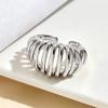 High-End Adjustable Stainless Steel Geometric Hollow Ring for Women