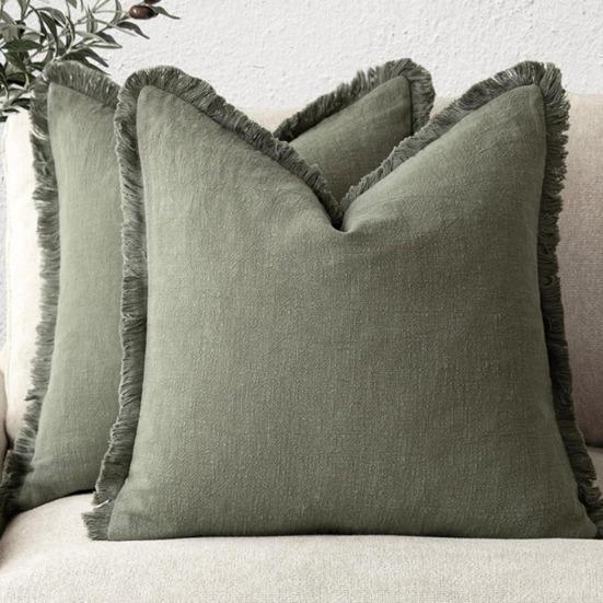 Povlak na polštář s krátkým třásňovým lemem čtvercový bohémský styl dekorace na kancelářskou pohovku