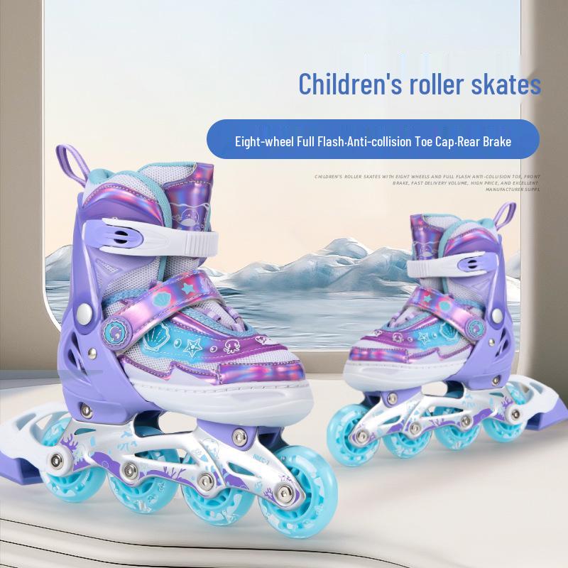 Adjustable Kids' Rollerblades - Beginners' Inline Skates with Glow-in-the-Dark Anti-Slip Wheels