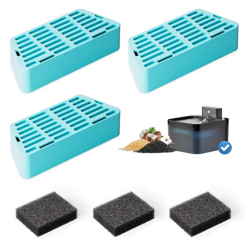 Replacement Filter for Battery Operated Cat Water Fountain, 3 Filters & 3 Pre-Filter Sponges Replacement Filters