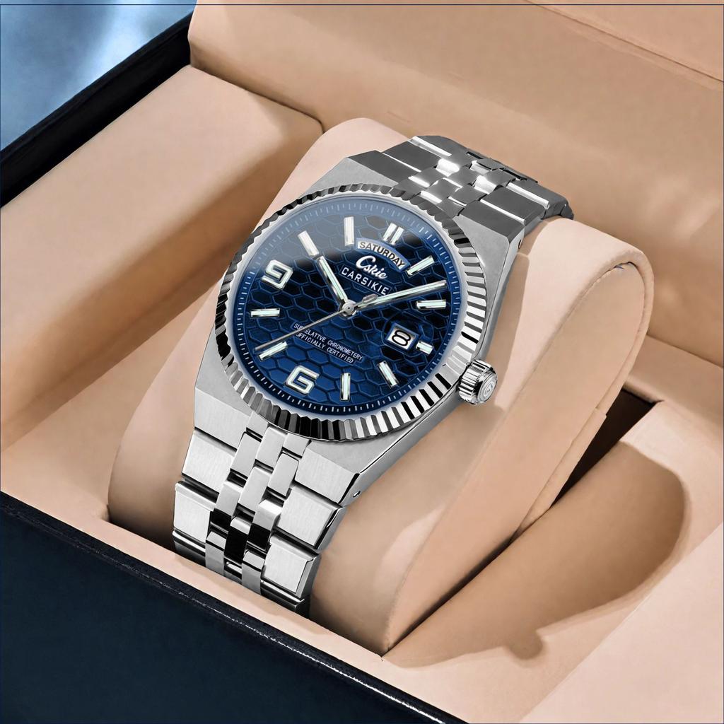 Swiss Watch Men'S Versatile Trend Waterproof Luminous Calendar Business High-End Diamond-Encrusted Handsome Personality Simple Quartz Watch