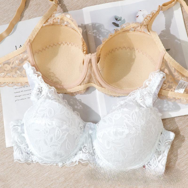 European and American Women Underwear Top Plus Size Brassiere Padded Thin Cup Lace Bra Adjustable Comfortable Lingerie