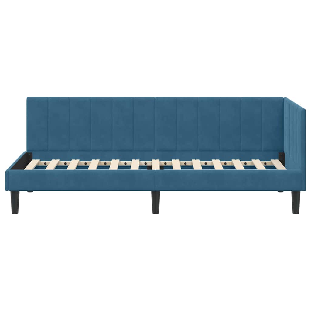 L Shaped Bed Frame with Headboard Blue 80 Cm X 200 Cm Velvet