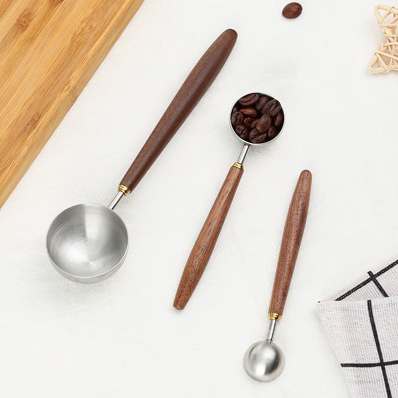 ZISIZ Stainless Steel Measuring Spoon with Walnut Handle