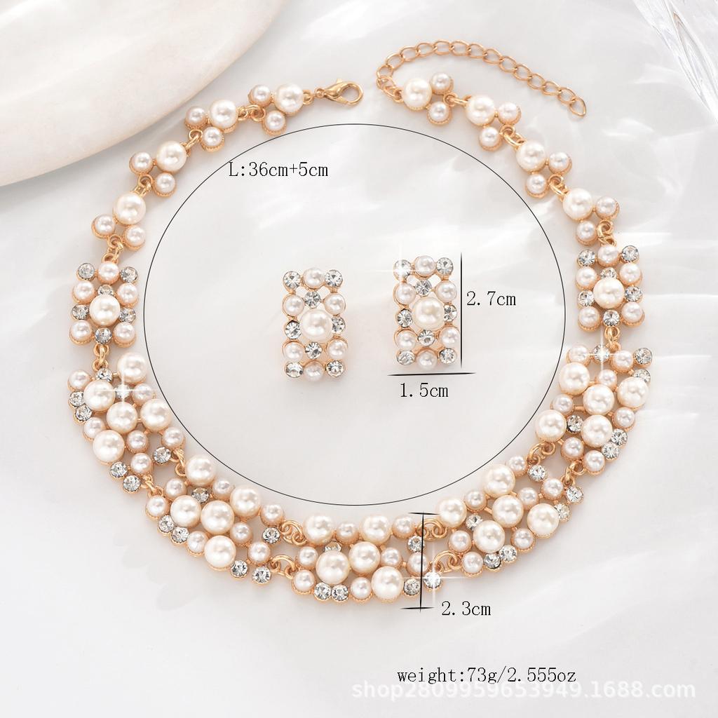 Direct Debit Imitation Pearl Necklace Earrings Set, Bridal Jewelry
