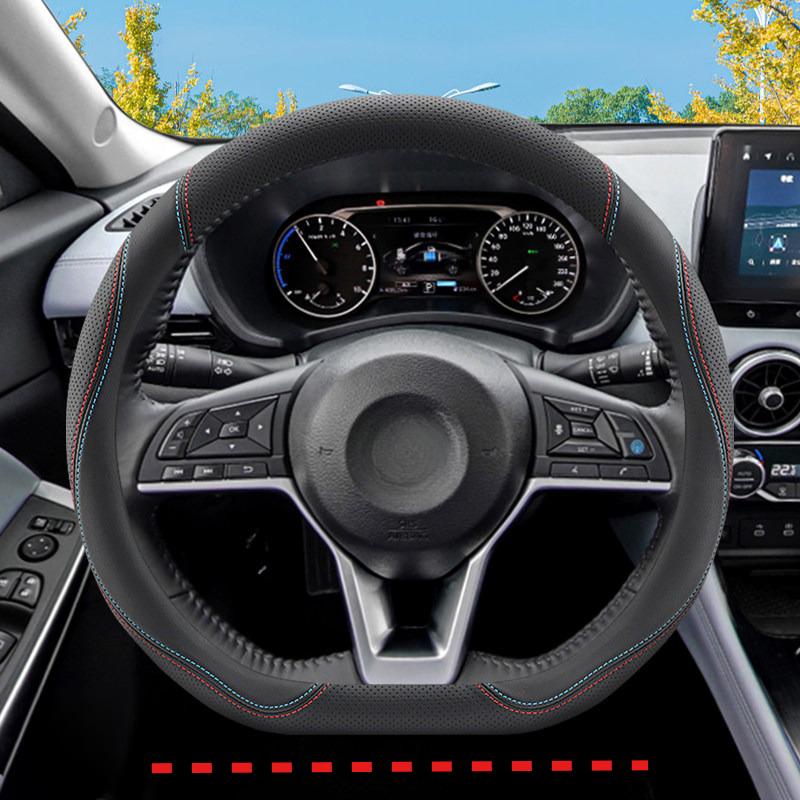 For Nissan Versa Tiida Sylphy Terranno Terra Altima Ultrathin Napa Leather Car Steering Wheel Cover Breathable Car Handle Covers