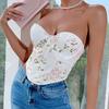 Embroidered Fishbone Steel Ring Backless Strap Top - Sexy, High-End Design