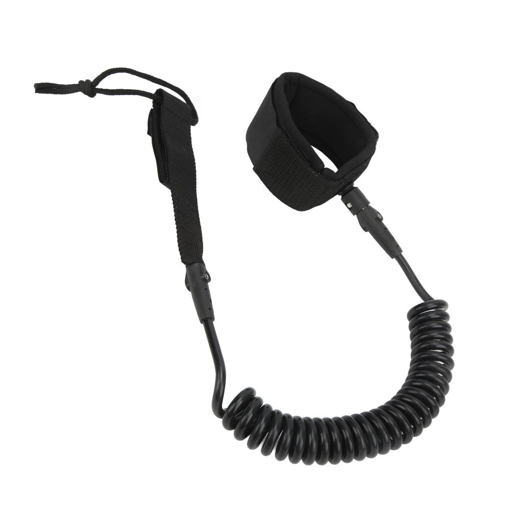 Surfboard Leash High Elasticity TPU Black Coiled Surfing Leg Rope for Paddleboards Longboards