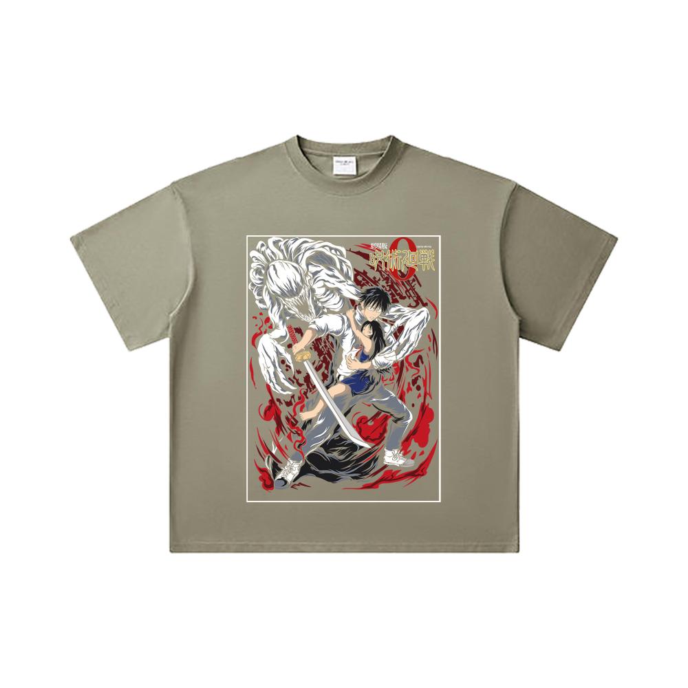 260 GSM Double Yarn 32 Count 100% Cotton Jujutsu Kaisen V65 Yuta Print Unisex Heavy Cotton T Shirt
