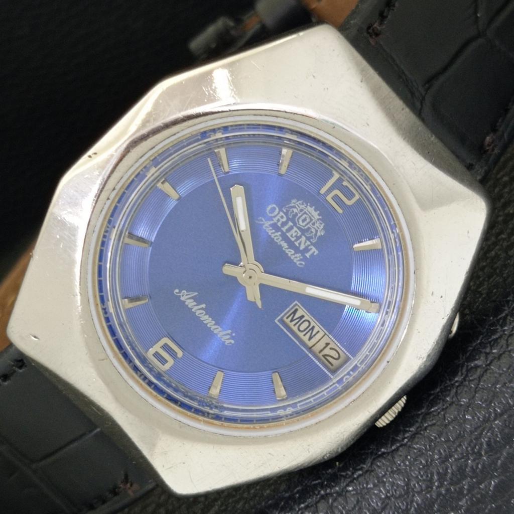 JAPAN VINTAGE ORIENT AUTOMATIC 46943 MENS BLUE COLOR DIAL WATCH a500722-5 R154-a500722