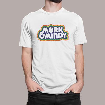 T-SHIRT MORK and MINDY NANU NANU TV RETRO ANNI '80 DIVERTENTE ADULTI BAMBINI