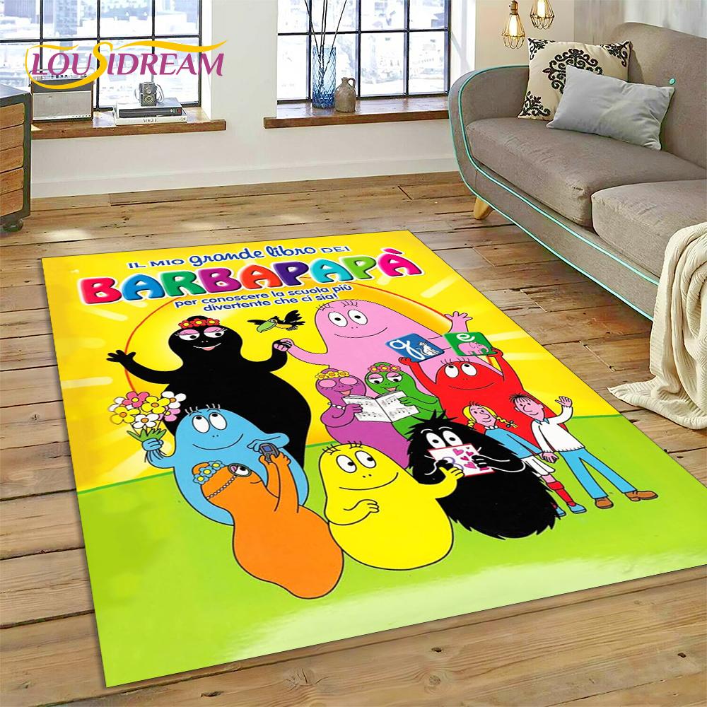 Tappeto Cartoon 3D Famiglia Barbapapa per Camera da Letto Soggiorno Casa Decorazione Divano, Gioco Bambini Grande Tappetino Decorativo Regalo