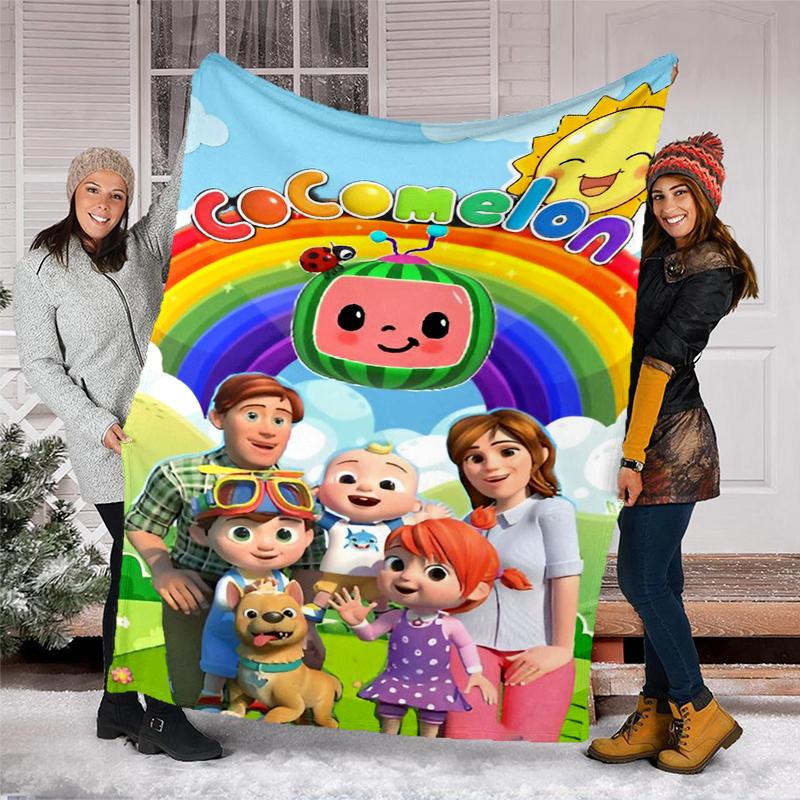 Cocomelon Theme Printed Blanket Perfect For Couch Bed Travel Outdoor Use Machine Washable Cozy Durable