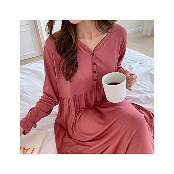Maternity Pajamas One Piece Nursing Clothes with Nursing Mouth Nursing Mouth One Piece Long Sleeve Open Front Button Large Size Autumn Fall Winter