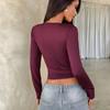 New Women's Fashion Sexy V-neck Long Sleeve Casual Top