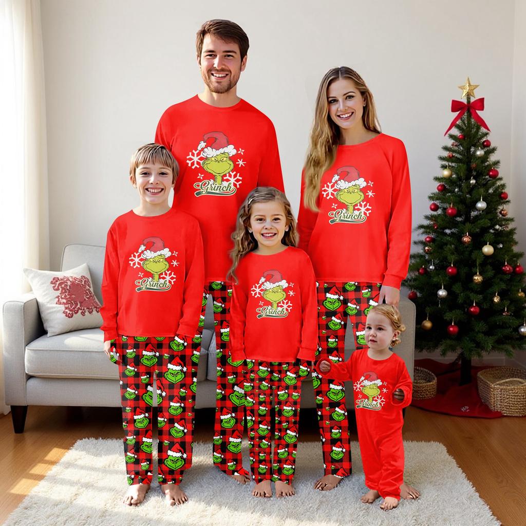 Christmas Prints Family Matching Long Sleeve Tops+Pants Set Family Matching Sets