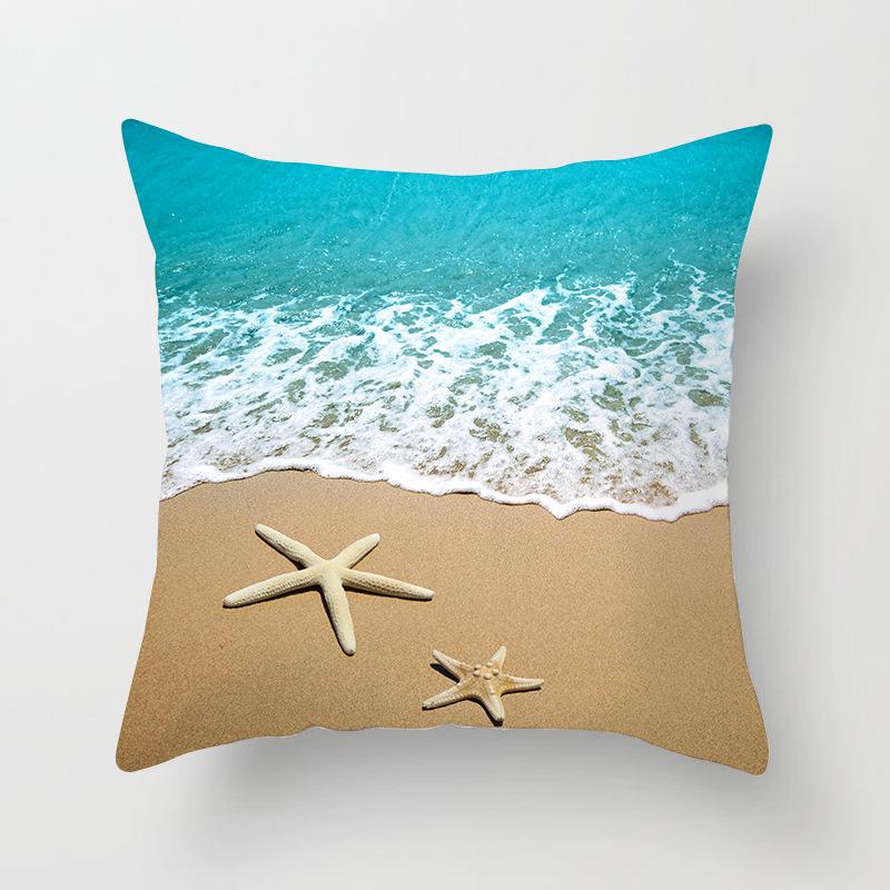Summer Beach Shell Marine Pattern Pillowcase Home Sofa Pillowcase Cushion Cover