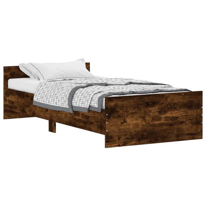 VidaXL Cadre de lit chêne fumé 90x190 cm bois d'ingénierie 835943