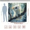 1pc Fluffy White Kitten Shower Curtain - Branch, Blue Eyes, Dreamy Forest, 70.8x70.8", Polyester, Washable, 12 Hooks