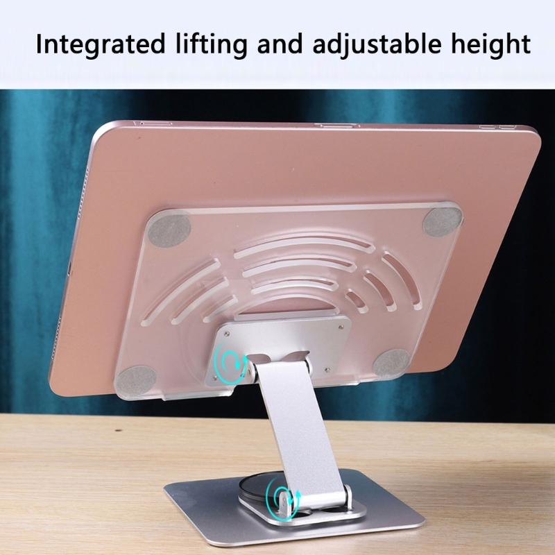 Foldable Tablet Stand With 360 degree Rotation Height Adjustment Aluminum Holder For 12.9Inch Devices