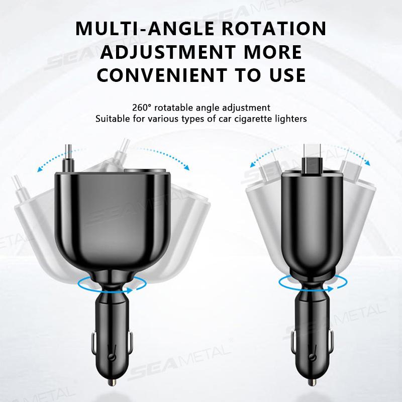 SEAMETAL Car Charger Quick Charge Cigarette Lighter Socket Charging Phone 360 Rotation 12V/24V Universal Mobile Phone Chargers